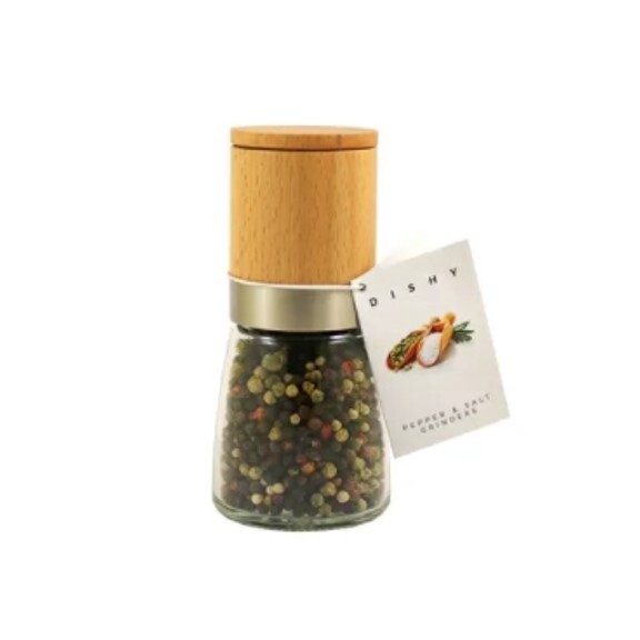 Dishy Bud Wood and Glass Mill, Style: Pepper