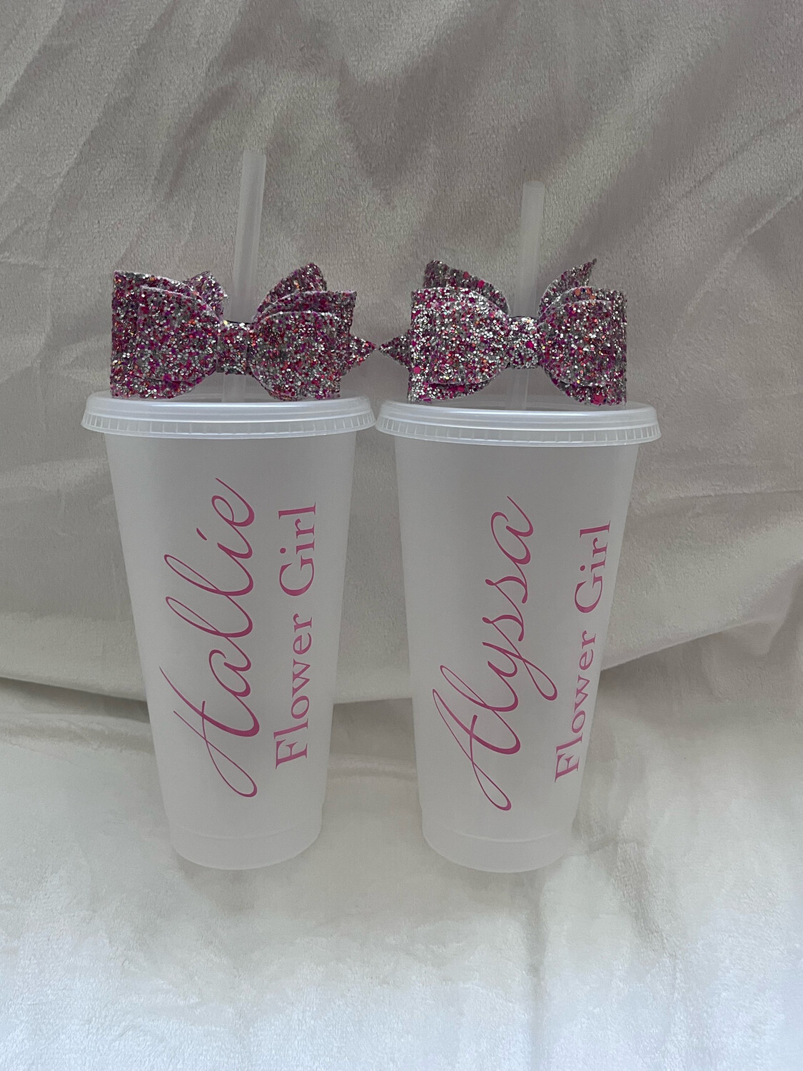 Personalised Cold Cups with Bow Straw Topper - 24oz