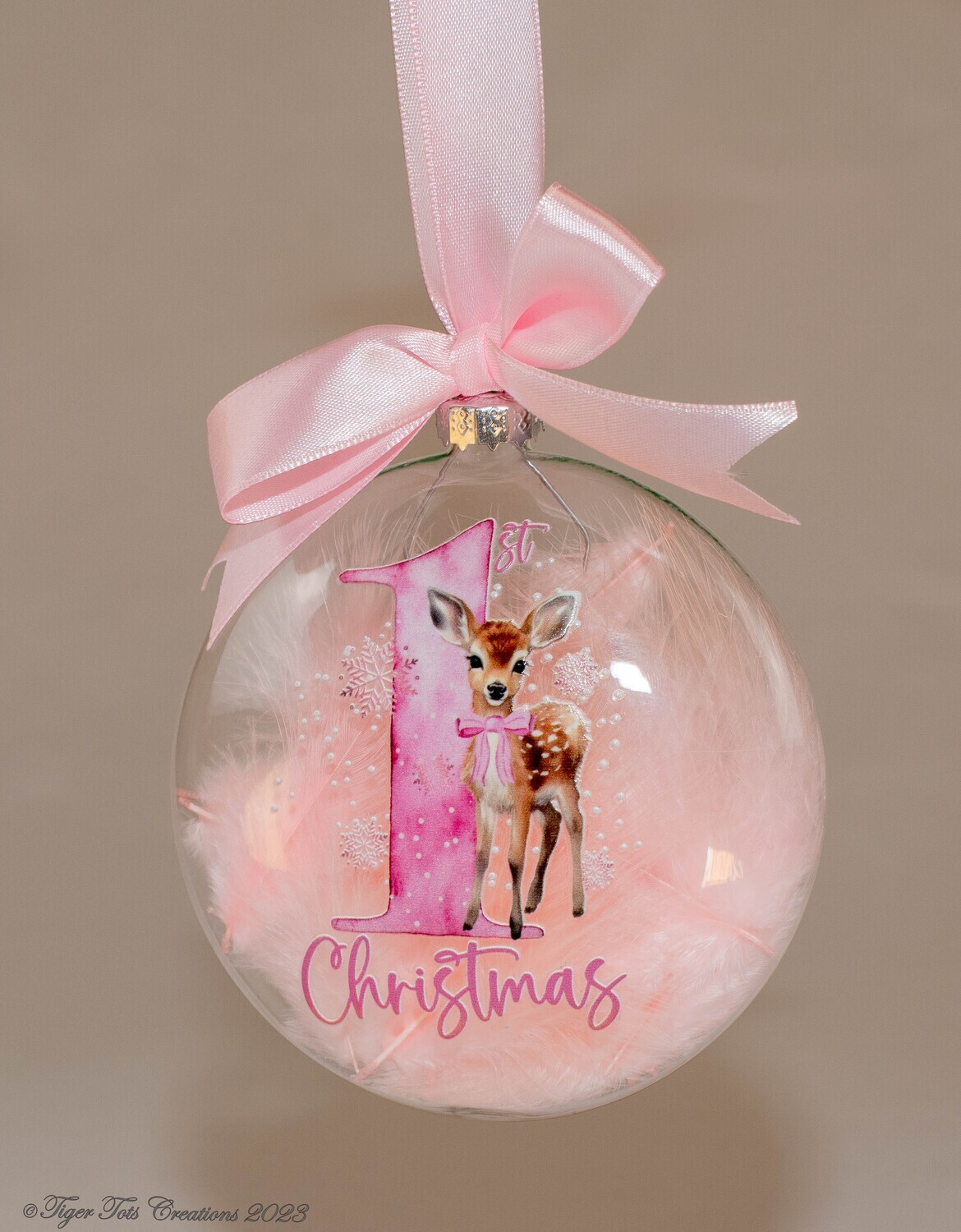 1st Christmas Bauble | First Christmas Memory | Baby&#39;s First Christmas | Feather Bauble | First Christmas | Pink/Blue Bauble