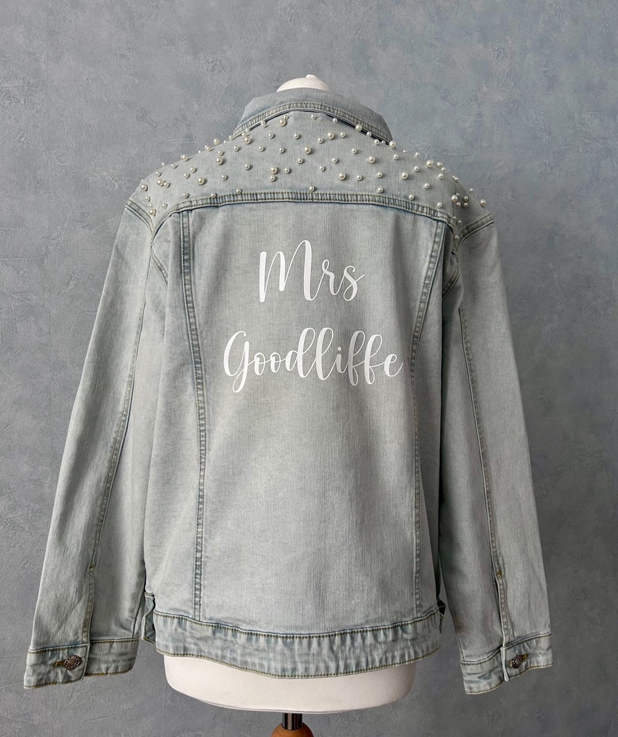 Denim Jacket with Pearls