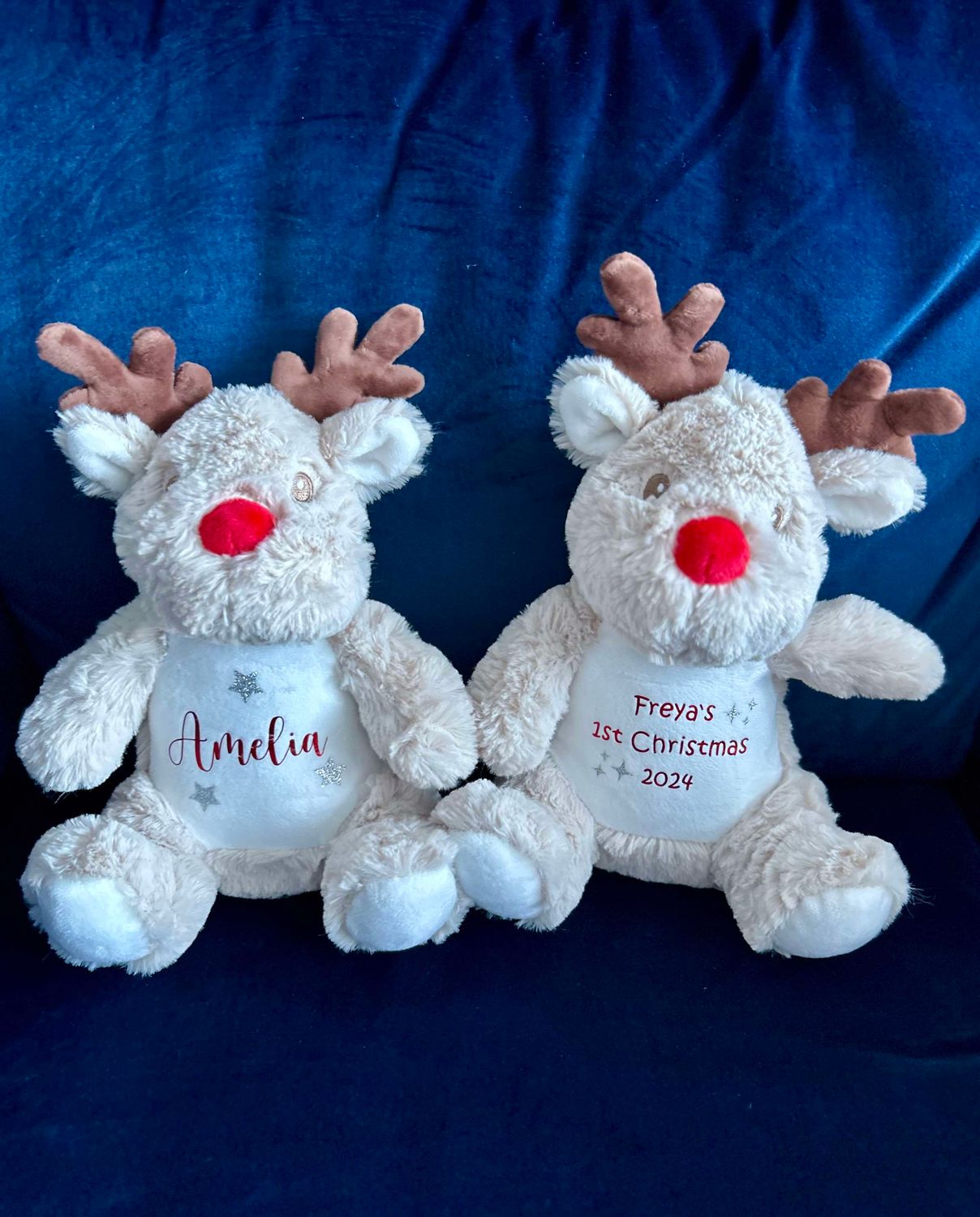Personalised Rudolph Reindeer Plush Soft Toy | Personalised 1st Christmas Soft Toy | Baby&#39;s First Christmas Keepsake | First Xmas Keepsake
