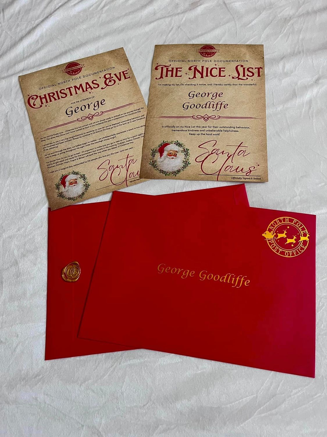 Personalised Vintage Letter from Santa with Wax Seal | Santa Letter &amp; Nice List Certificate | Stocking Filler