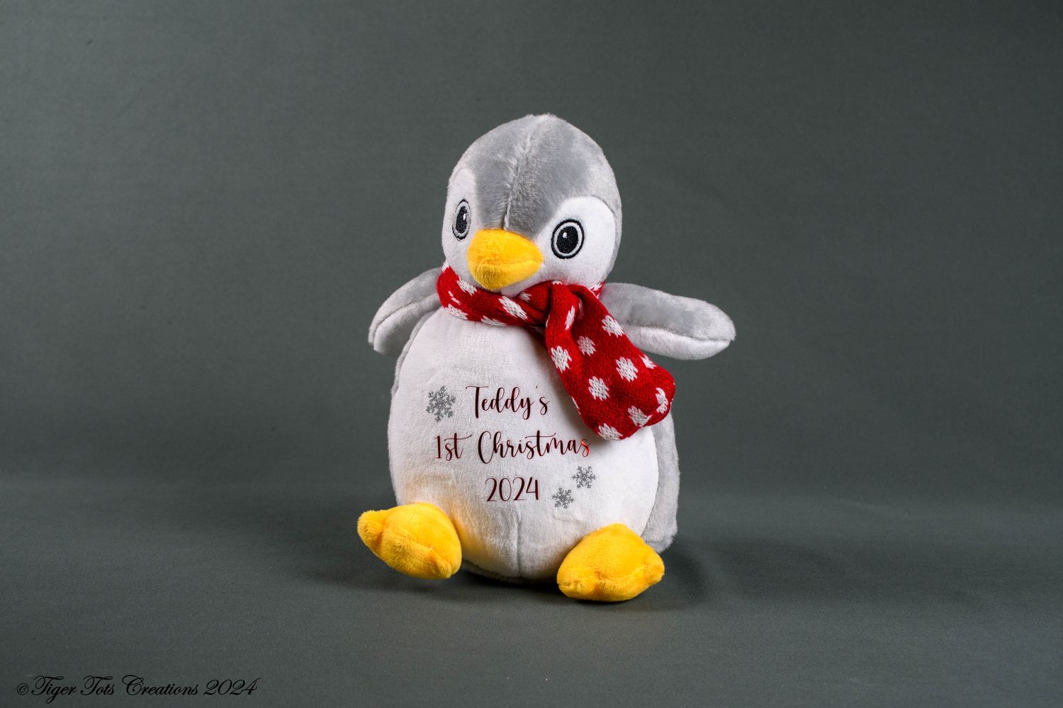 Personalised Penguin Plush Soft Toy | Personalised 1st Christmas Soft Toy | Baby&#39;s First Christmas Keepsake | First Xmas Keepsake