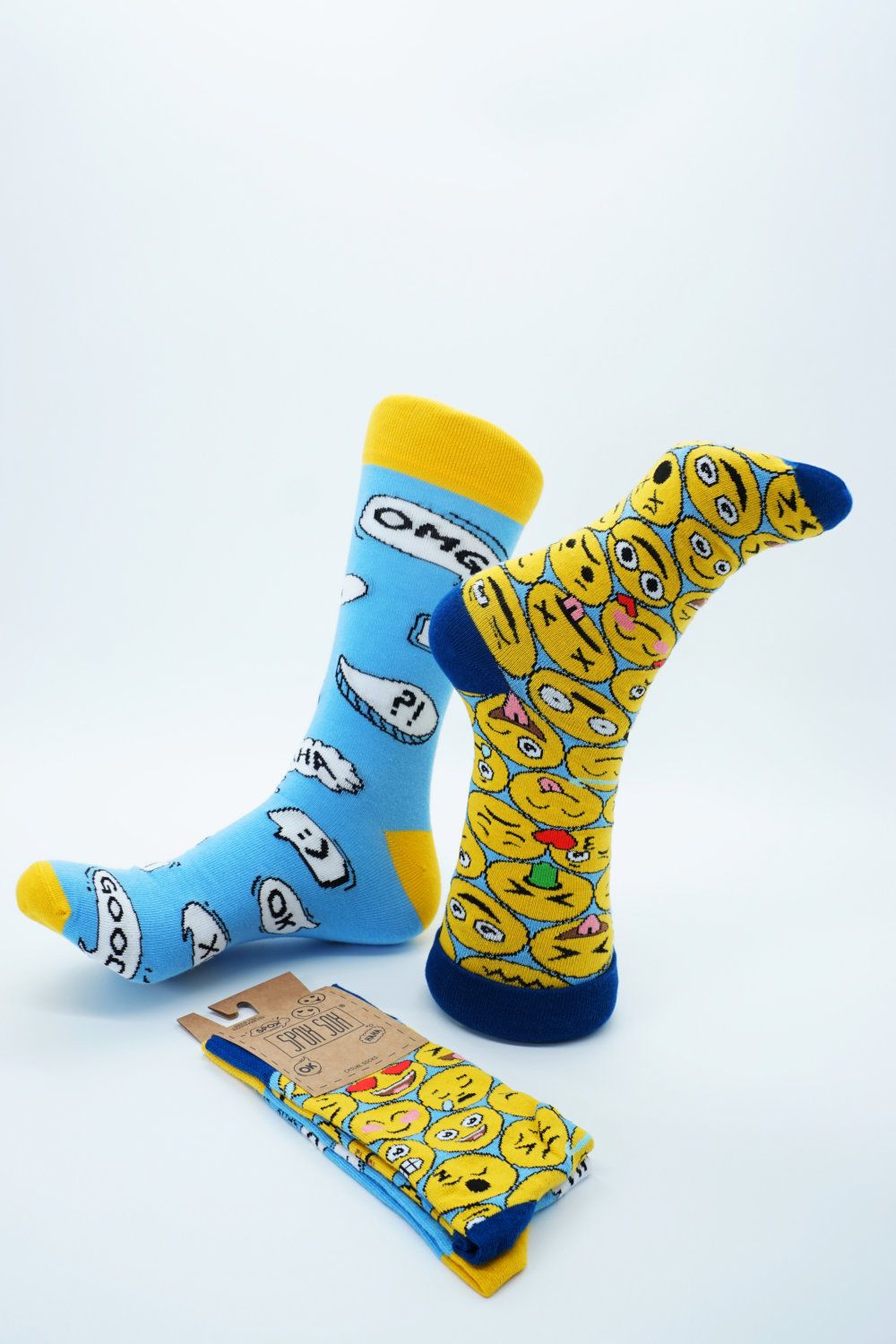 Unisex-Socken Emoticon, bunt blau gelb - Pride-Fashion - 2er-Pack