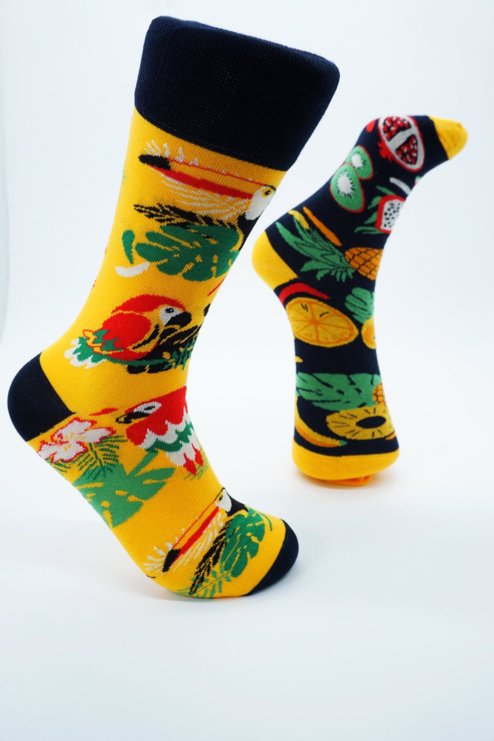 Tropical Unisex-Socken - Bunt Gelb Schwarz, Pride-Fashion 2er-Pack