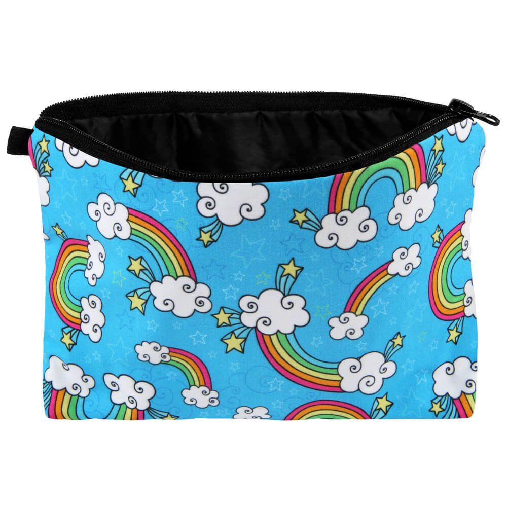 Multicolor Regenbogen Kosmetiktasche auf Hellblau - Pride