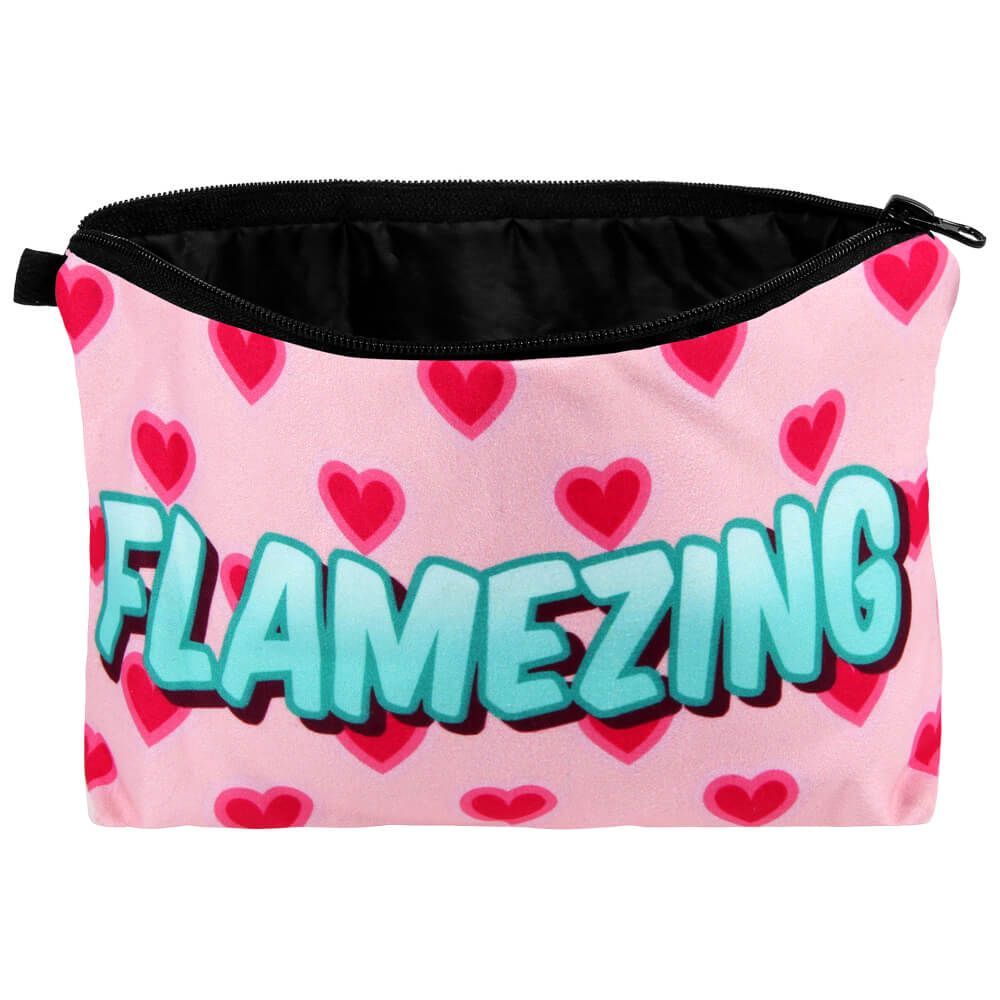 Flamezing Hearts Kosmetiktasche - Türkis auf Rosa, Pride Beauty Accessoire