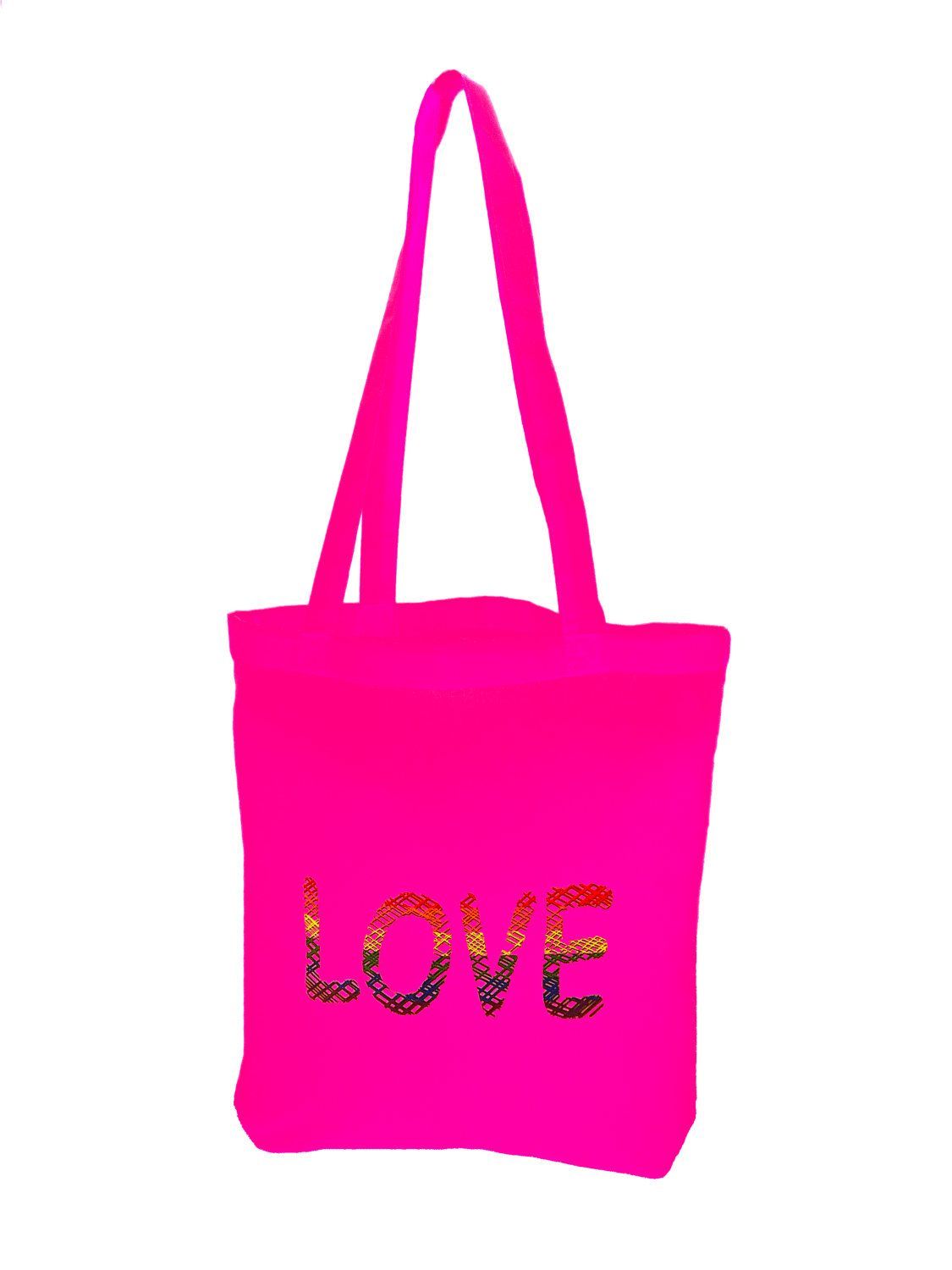 Magenta Einkaufstasche Love, Regenbogen Gitterstruktur - Pride