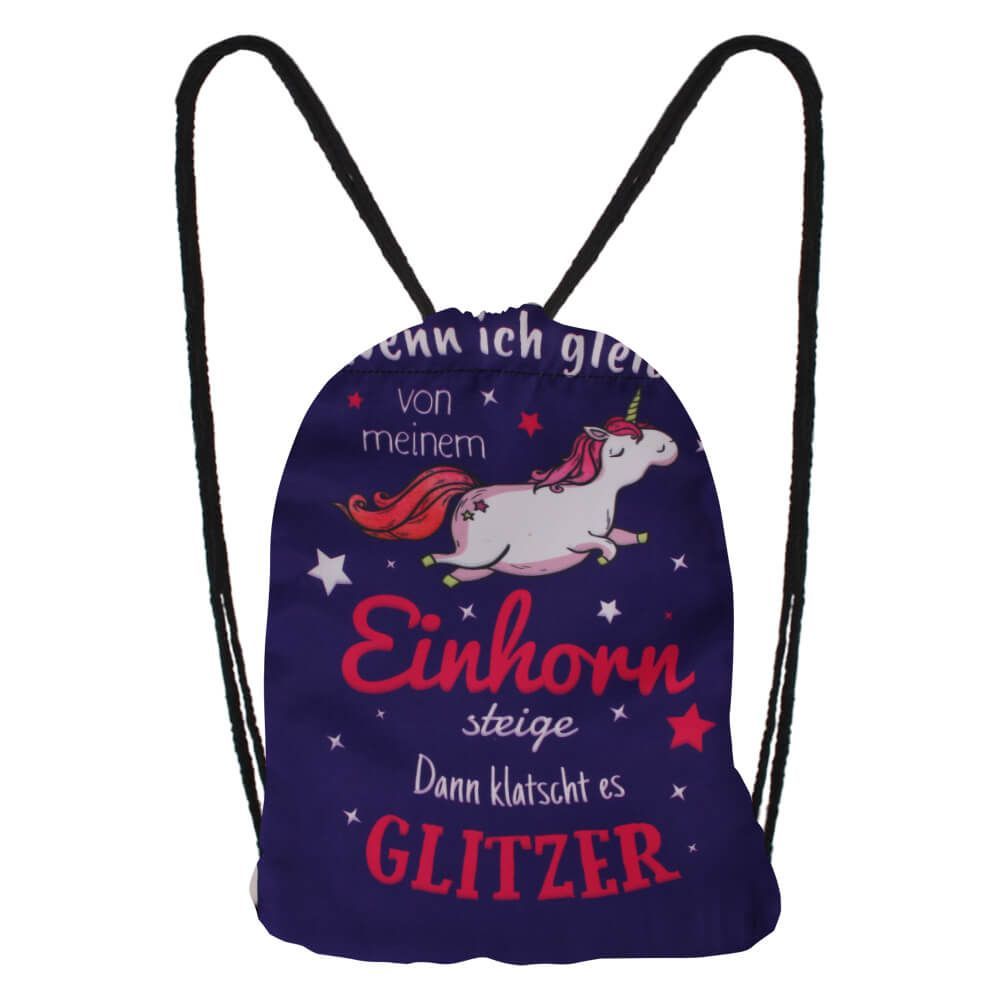 Einhorn Gymbag - Pink Weiß Lila - Pride Tasche mit Glitzer
