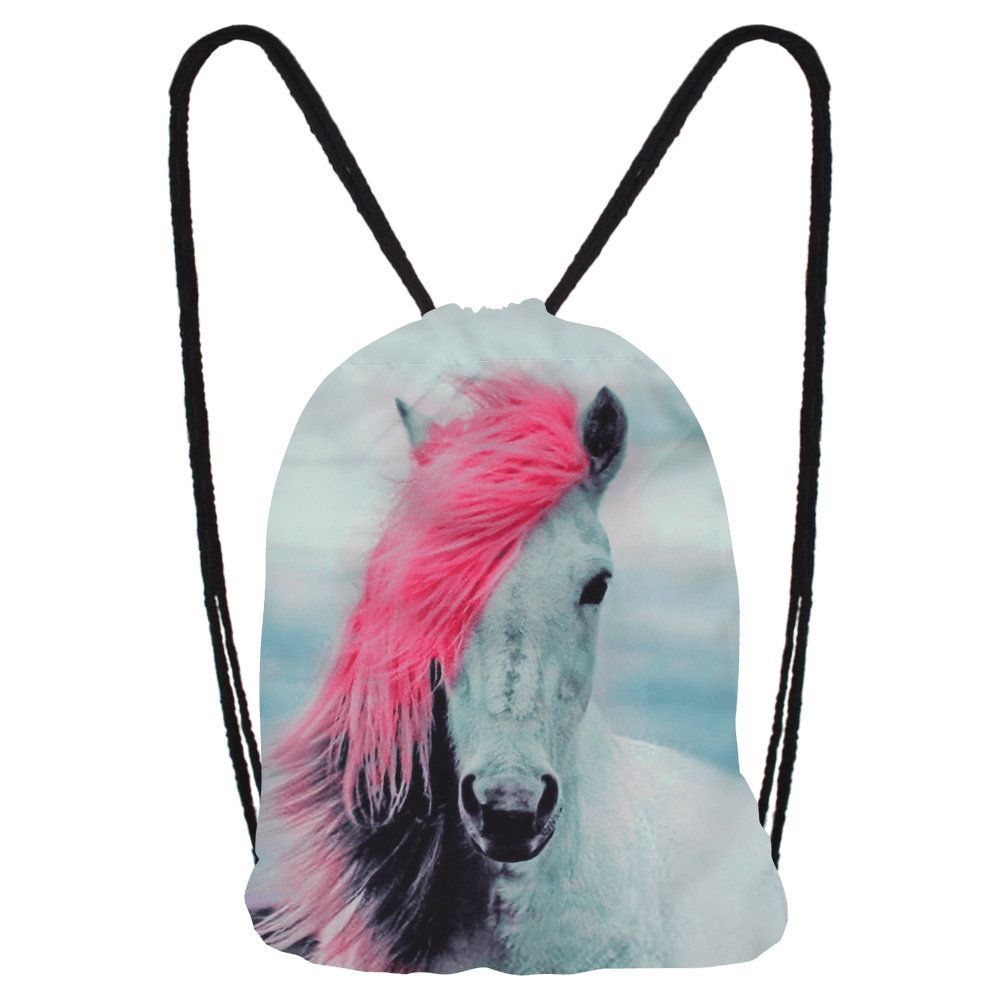 Gymbag "Pferd mit pinker Mähne"  pink weiß schwarz - Pride Tasche