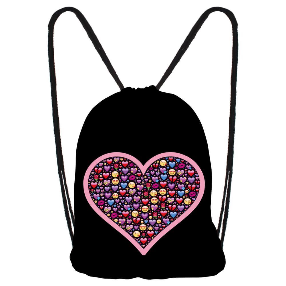 Gymbag Herzen Farbe - Pink-Buntes Herz auf Schwarz, Pride Tasche