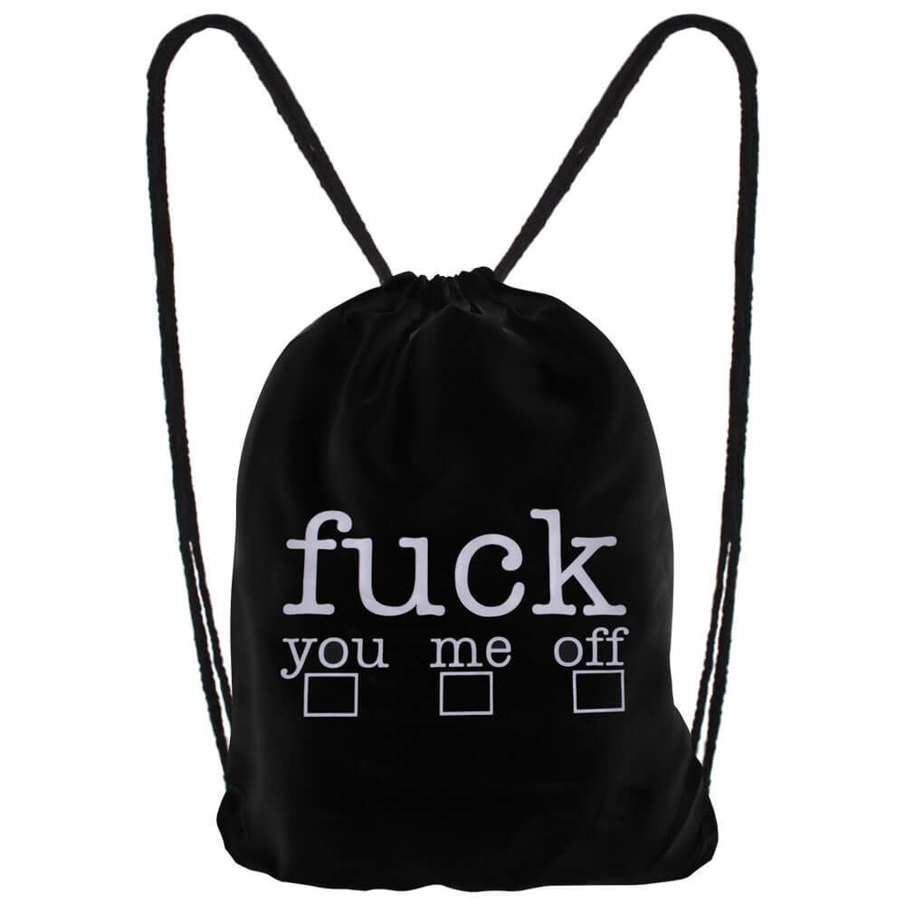 Gymbag "fuck you me off" weiß schwarz - Pride Tasche