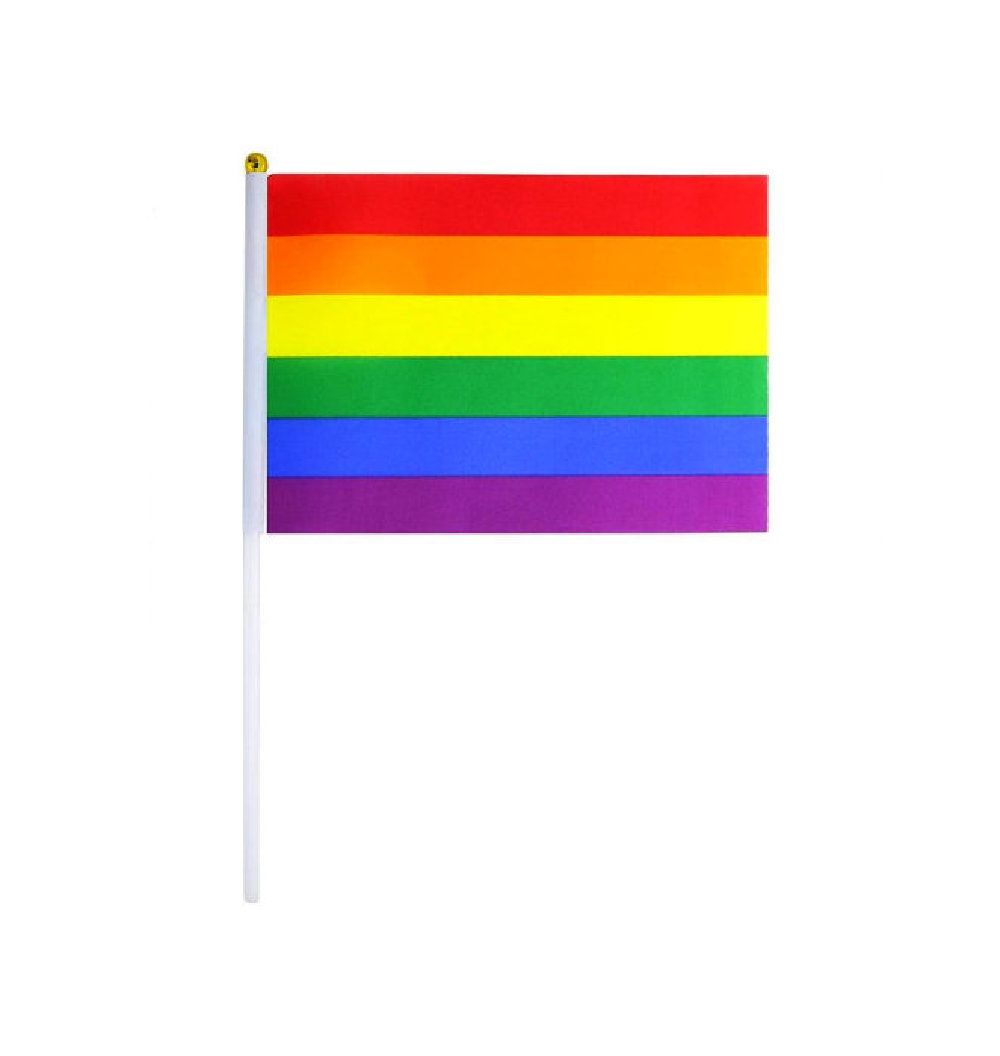 Kleine Regenbogen Handfähnchen, Rainbow Flag - 2er Pack 14x20cm