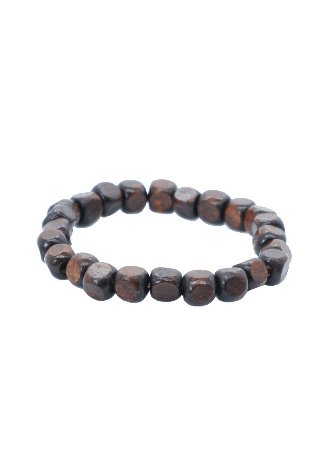 Armband "Rustic-Timber" mahagonibraunes Holzwürfelarmband, Gummizug - Pride Schmuck