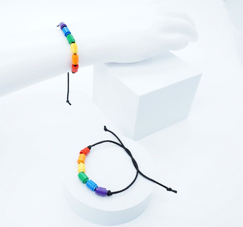 Happy-Beads Pride-Armband gefertigt aus LEGO® Steinen - Handmade, Regenbogen Beads, LGBTQ