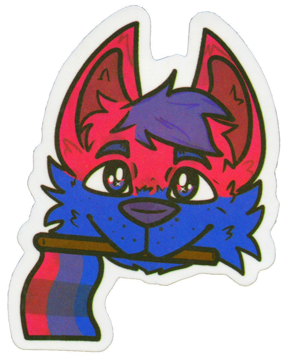 Sticker, Pride, Bi Fox with Flag, Bi #266*