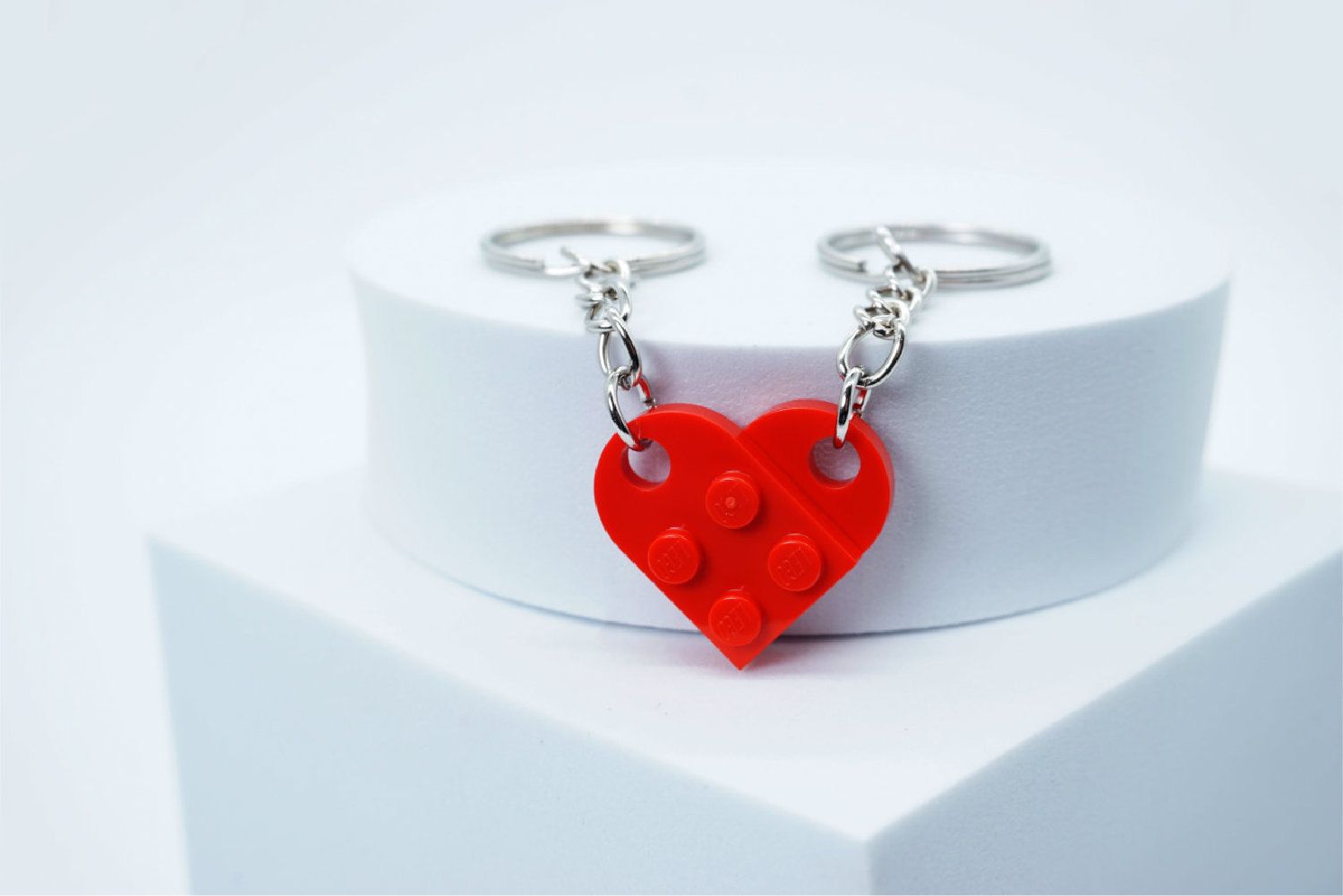 Schlüsselanhänger - Herz gefertigt aus LEGO® Steinen - Handmade -  Bright Red - Pride Accessoire
