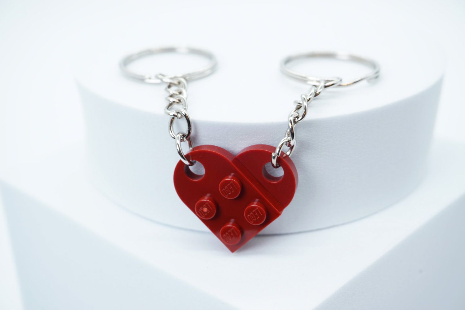 Schlüsselanhänger - Herz gefertigt aus LEGO® Steinen - Handmade - Dark Red - Pride Accessoire