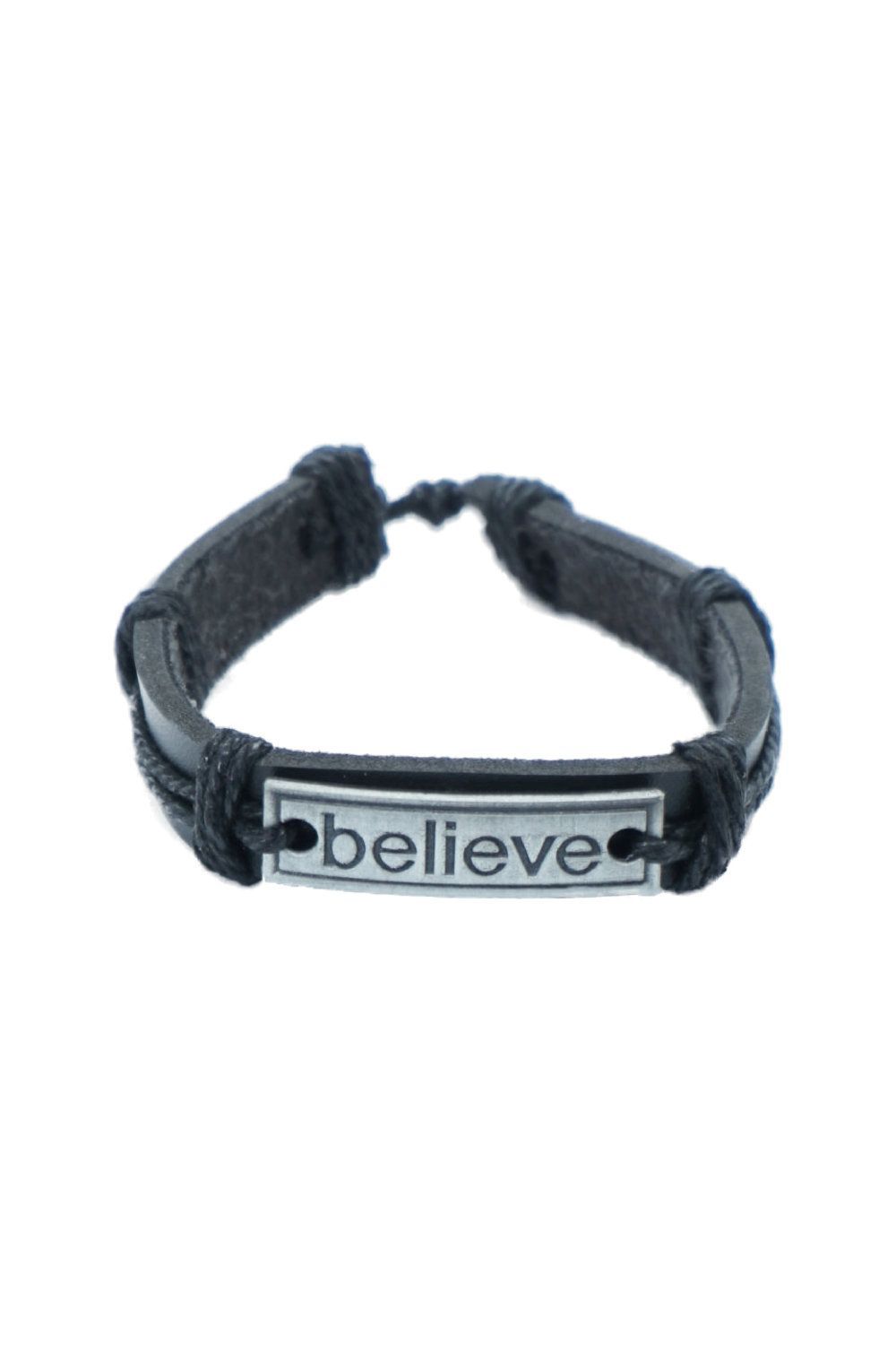 Kunstlederarmband "Believe" mit Metallapplikation - Pride