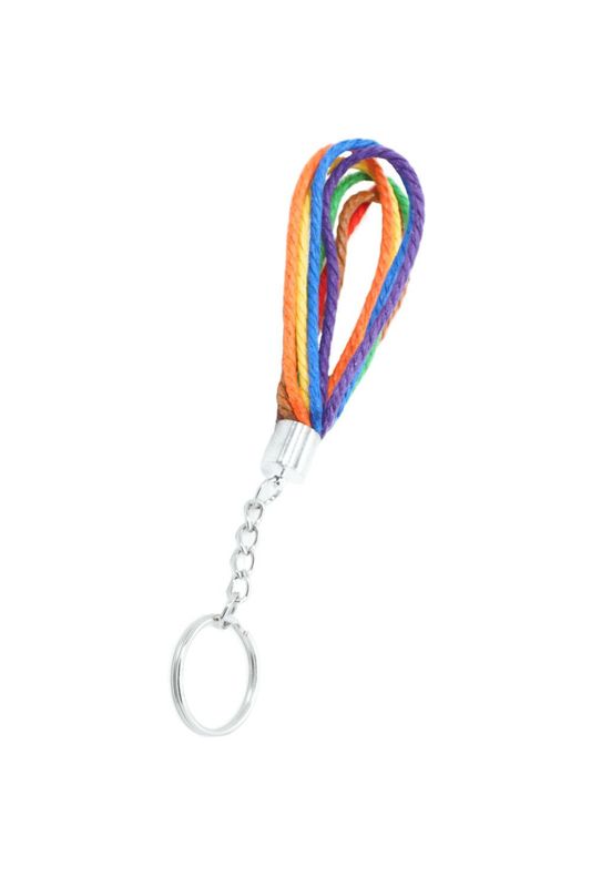 Schlüsselanhänger Regenbogen Glück, Fadenschlüsselanhänger, Regenbogenfarben - Pride Accessoire