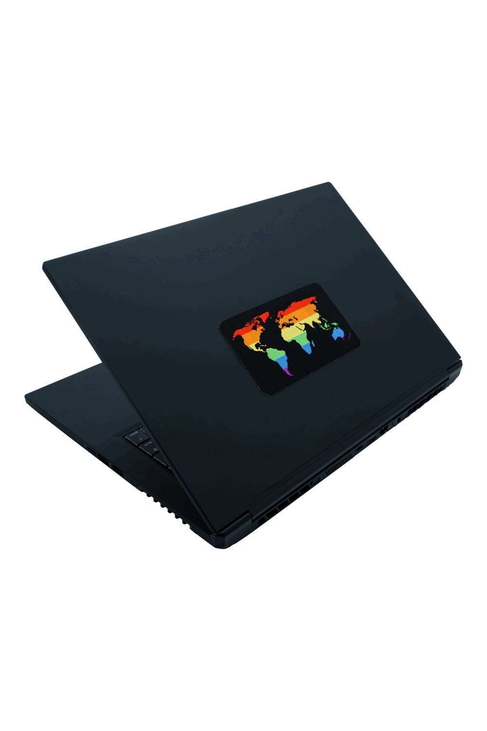 Gewebter Laptop-Sticker XXL - Pride Colorful World, Schwarz Regenbogenfarben