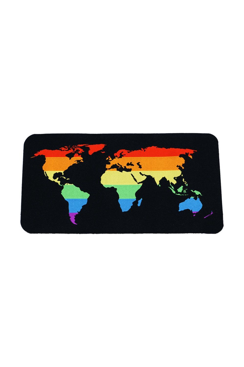 Gewebter Laptop-Sticker XXL - Pride Colorful World, Schwarz Regenbogenfarben
