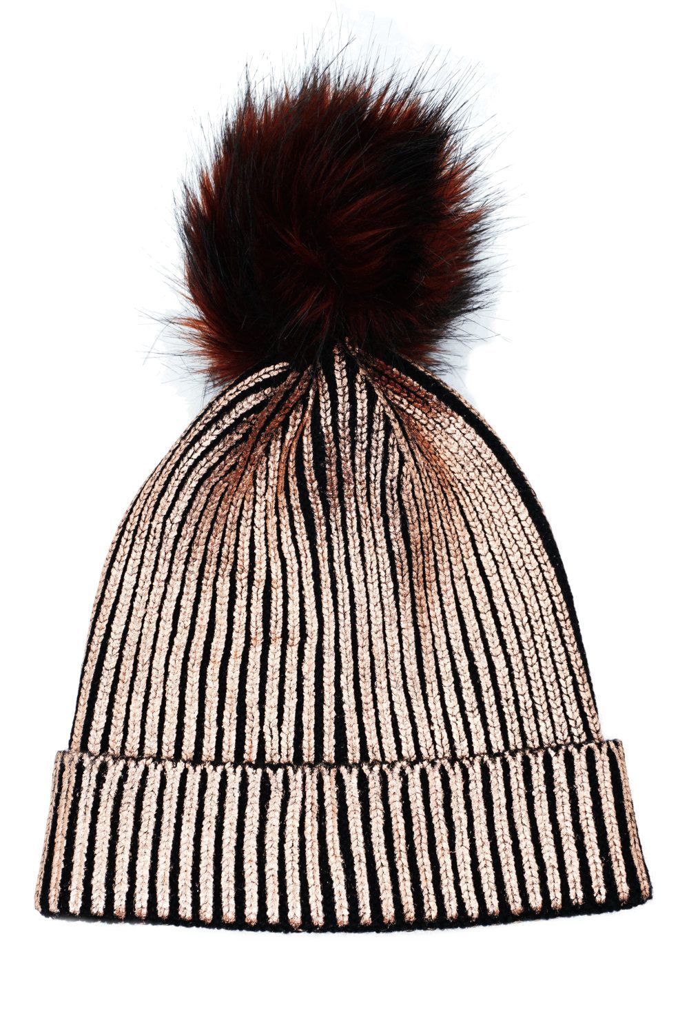 Strickmütze mit Bommel, Beanie, Luxury-Metallic Bronze & Black - Pride  Mütze