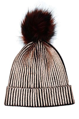 Strickmütze mit Bommel, Beanie, Luxury-Metallic Bronze & Black - Pride Mütze Strickmütze mit Bommel, Beanie, Luxury-Metallic Bronze & Black - Pride Mütze