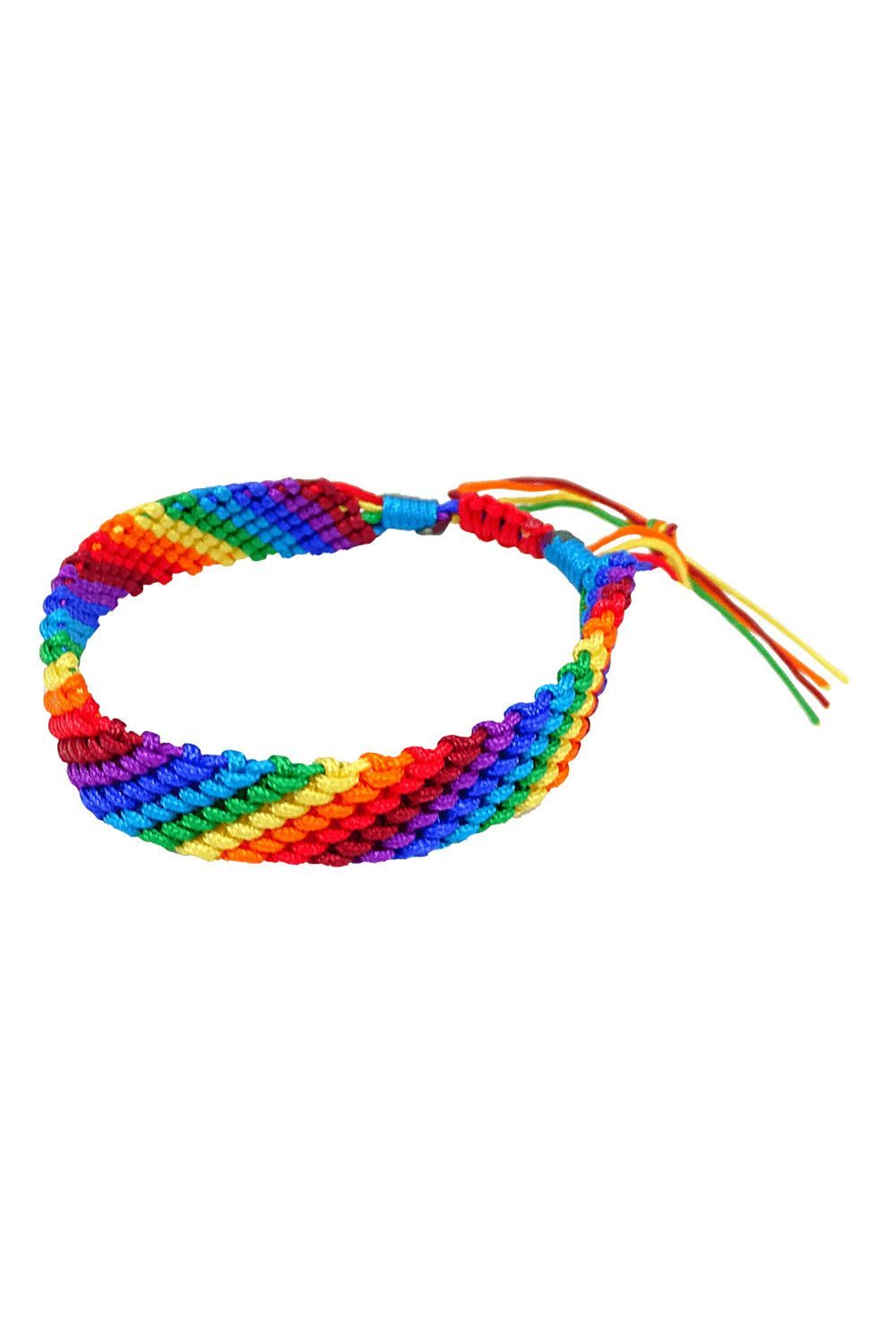 Regenbogen Armband "Multicolor", Schräg Geknüpft - Pride