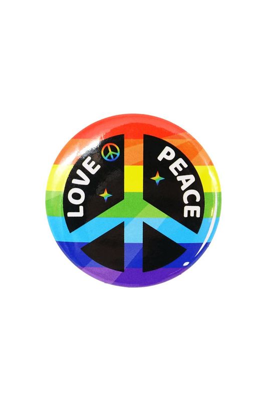 Button Button "Love Peace" 40mm - Pride Anstecker