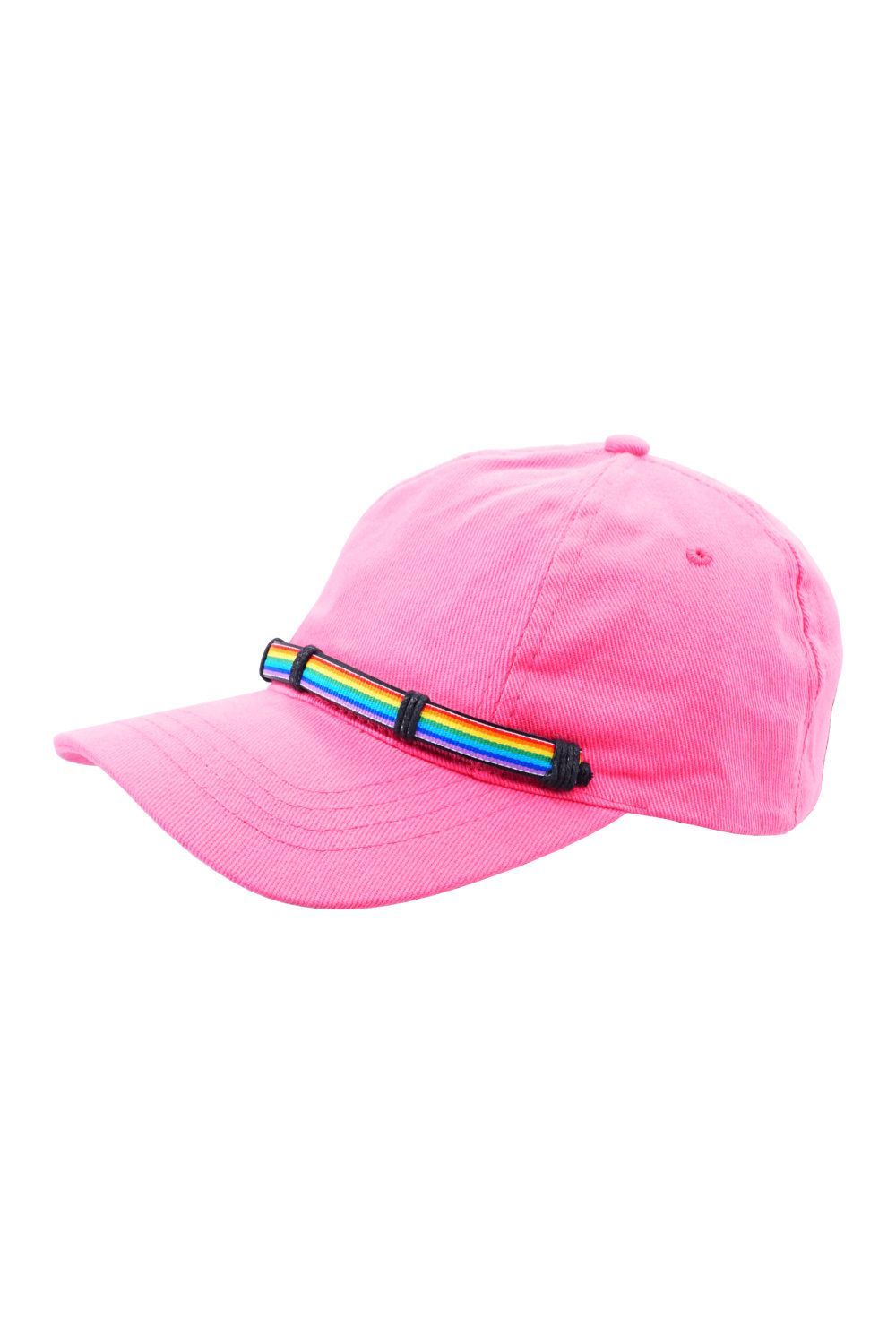 Pinkes Cap mit Rainbow Stripe Belt Applikation - Pride
