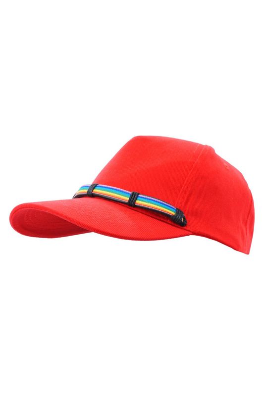 Cap, rot , Rainbow Stripe Belt Applikation, Metallschließe, Unisex - Pride Cap Cap, rot , Rainbow Stripe Belt Applikation, Metallschließe, Unisex - Pride Cap