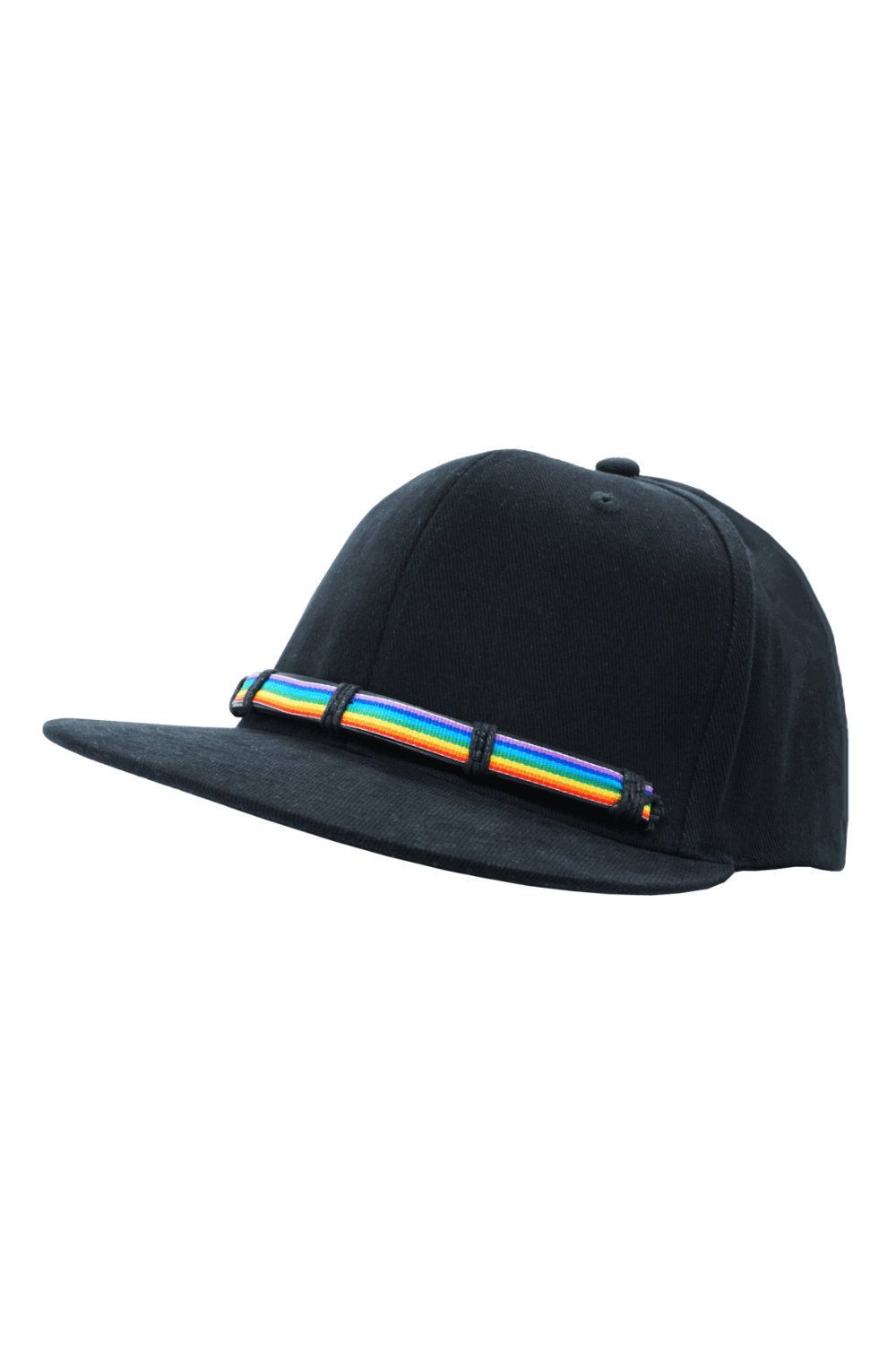 Cap, schwarz , Rainbow Stripe Belt Applikation, Gummizug ohne Verschluß Unisex - Pride Cap