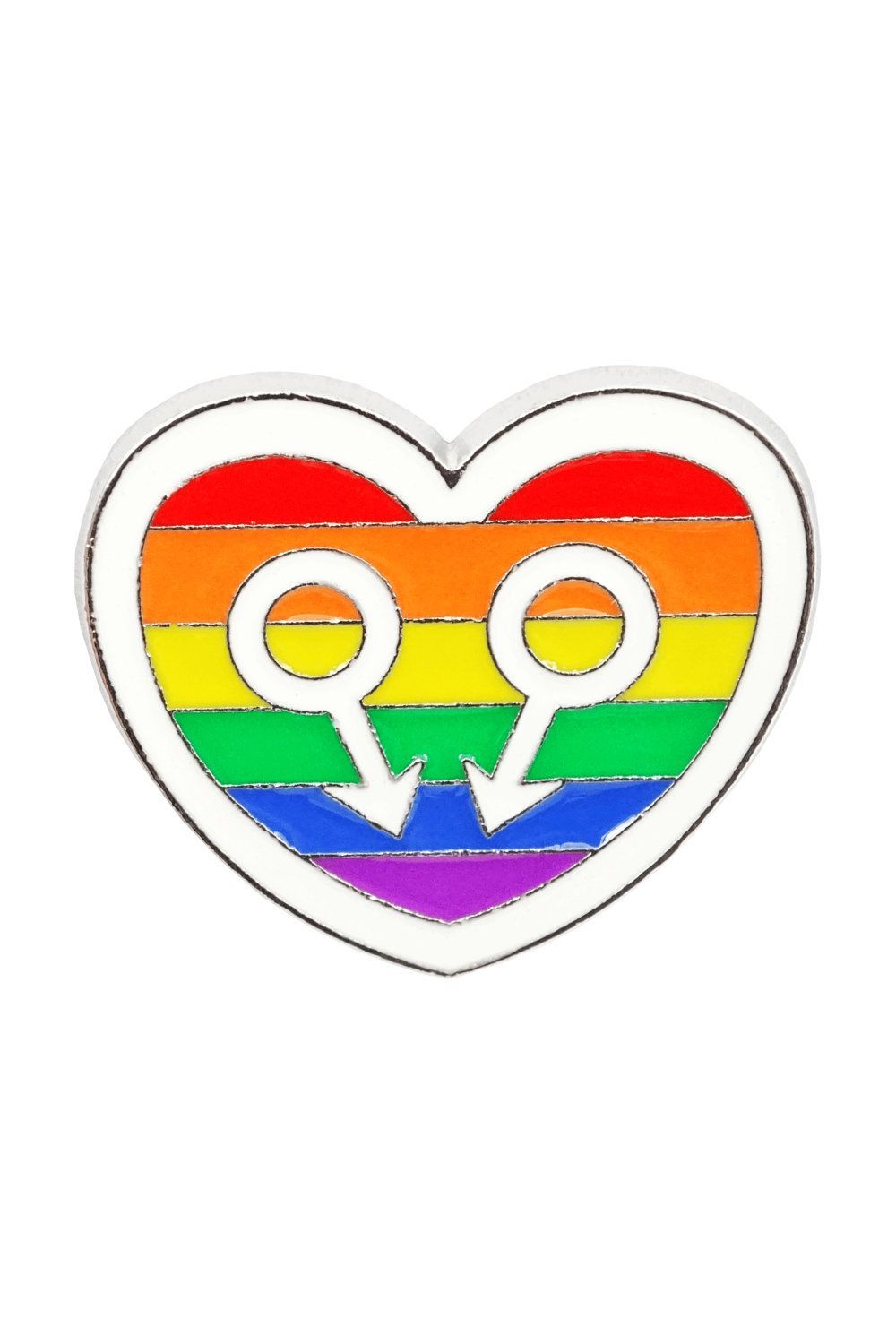 Pin "Herz mit zwei Männlichkeitszeichen" - Emaile Messing - Pride Accessoire