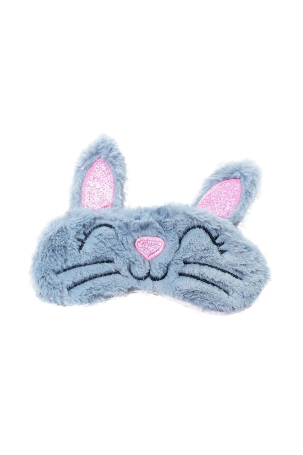Graue Hase Schlafmaske, Rosa Glitzer & Super Flauschig - Relax