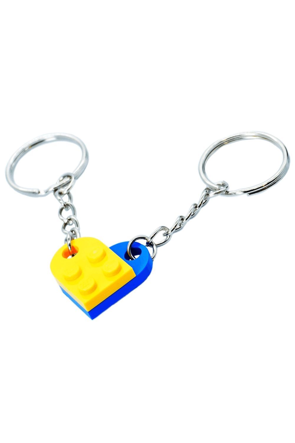 Herz Schlüsselanhänger aus LEGO® - Bi-Color Gelb und Blau, Pride Accessoire