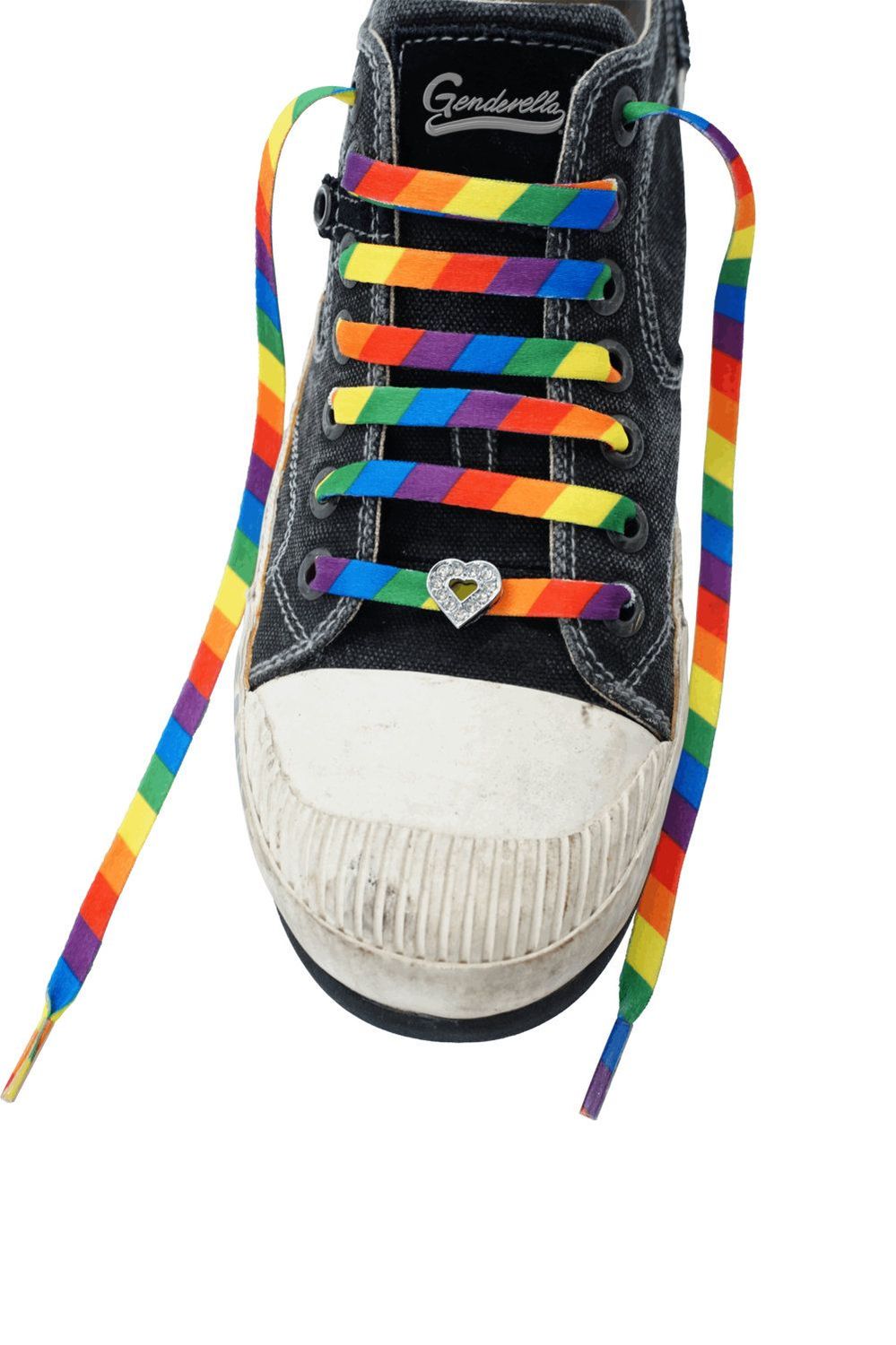 Shoe Lace Tag Open Heart 2 Stück & gratis Rainbow Schnürsenkel