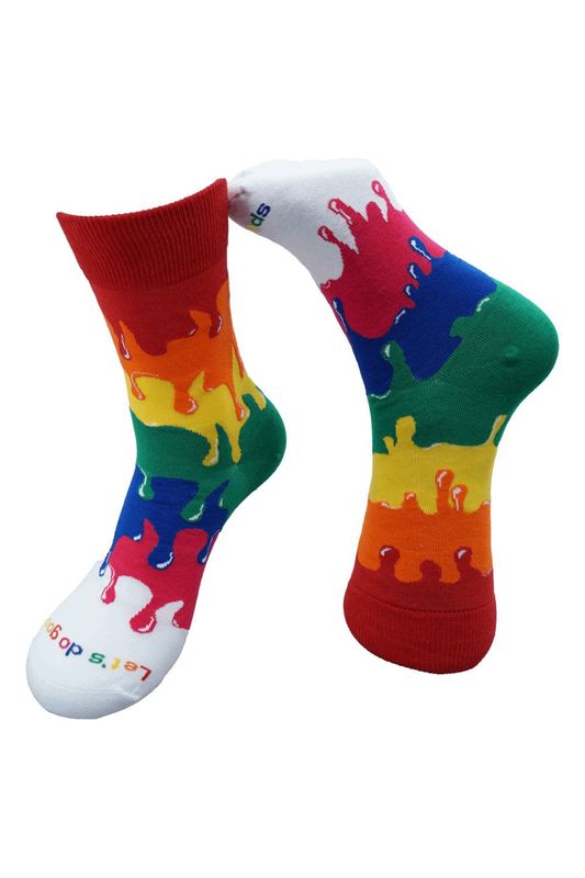 Socken, Strümpfe,Socks weiß und Regenbogenfarben, Gr:41-46, Unisex, Kunstdesign der Marke Goods - Pride Socken