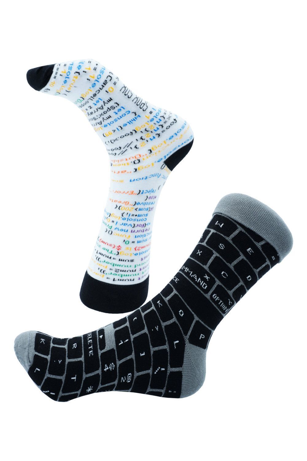Hello-World Unisex-Socken, Bunt Schwarz Weiß - 2er-Pack