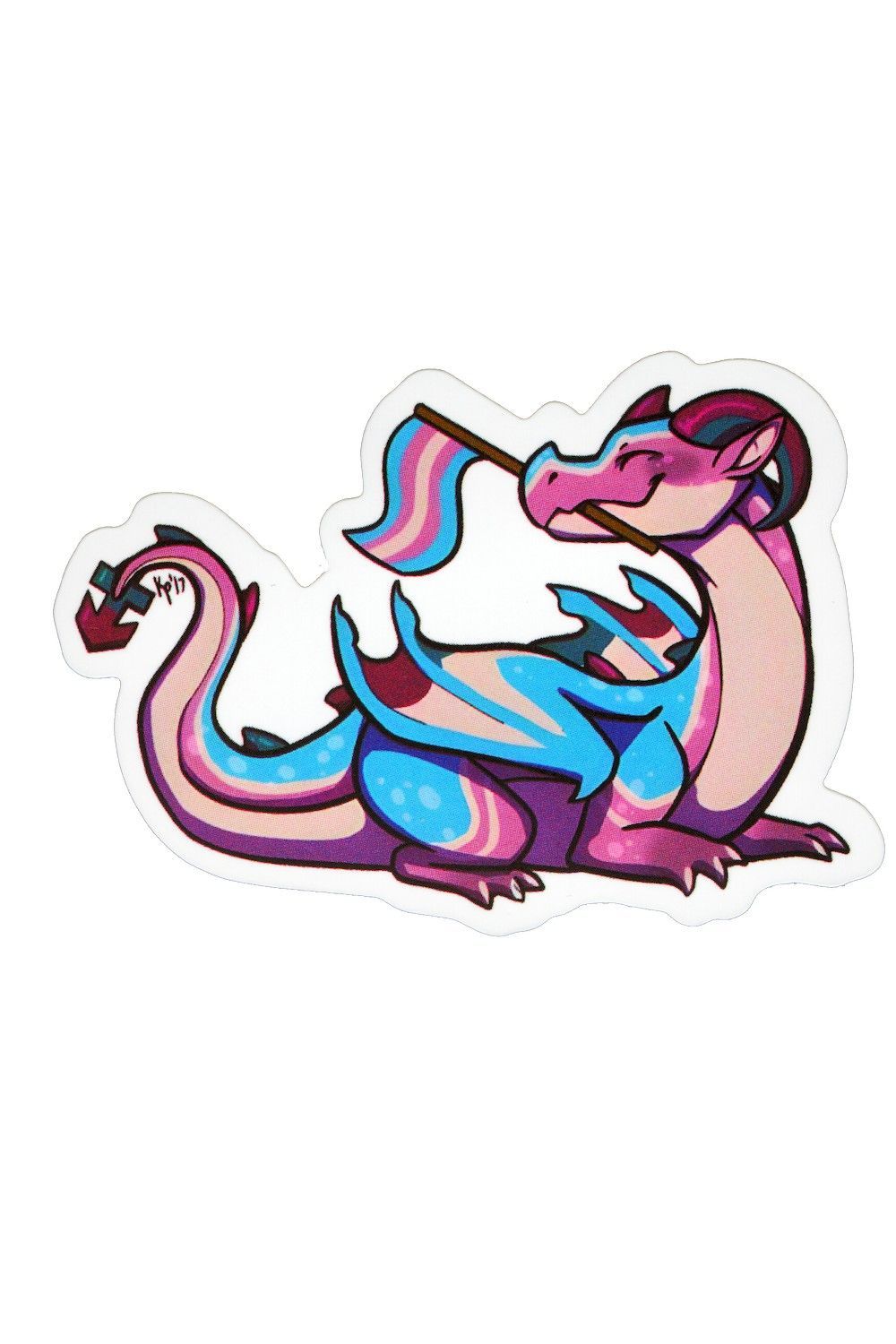 Sticker, Pride Trans Dragon with Flag, Trans #175*