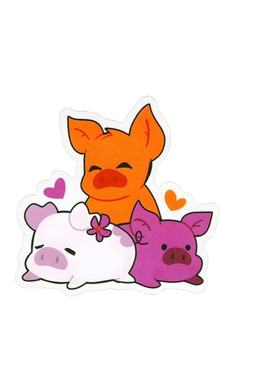 Sticker, Pride Lesbian Piglet Trio, Lesbian #53*