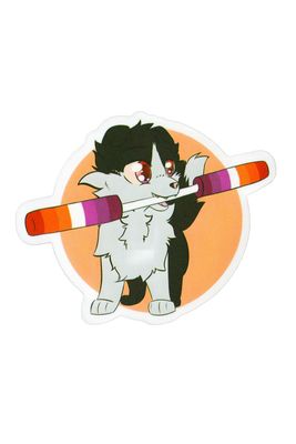 Sticker, Pride Lesbian Fetching Dog, Lesbian #44* Sticker, Pride Lesbian Fetching Dog, Lesbian #44*