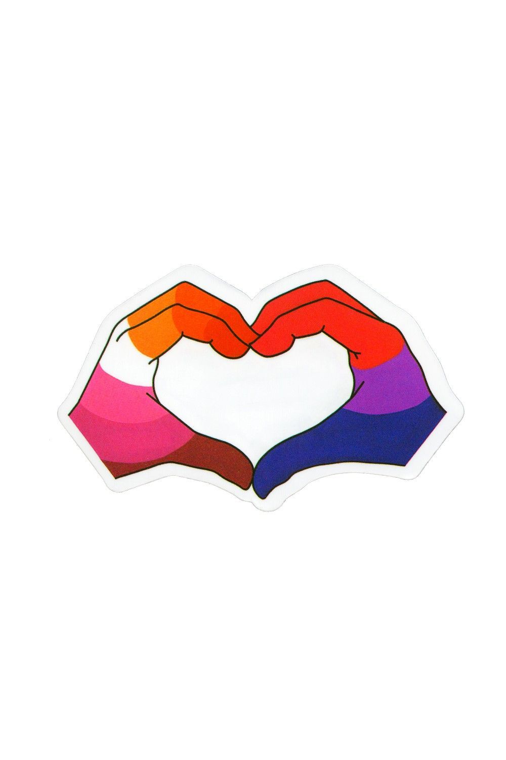 Sticker, Pride Lesbian and Bi Hands forming Heart, Lesbian #69*