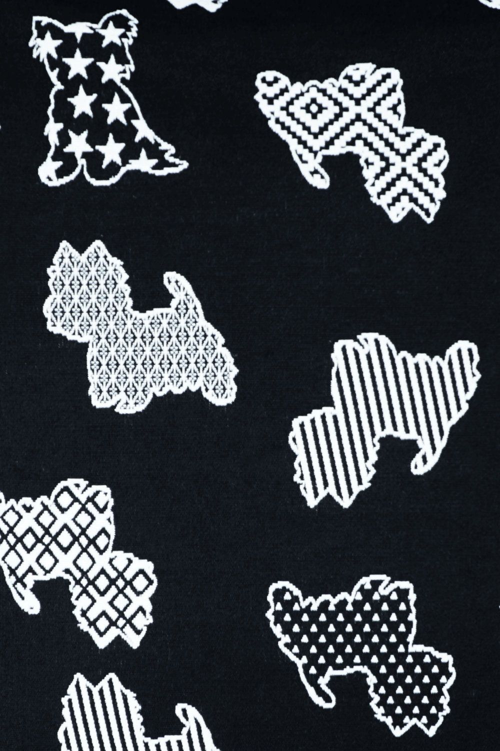 Kissen Hunde Dogs in Schwarz Weiß Premium Jacquardstoff, 45x45cm - Handmade