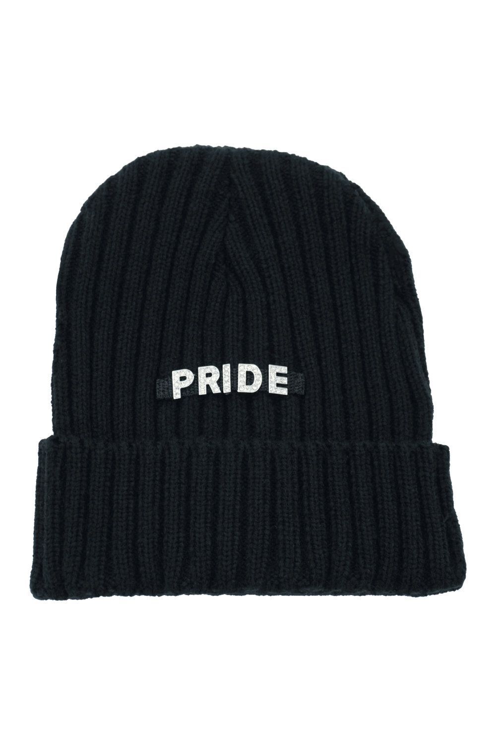 Design Mütze Schwarz mit Chrom-Strass-Lettern - Pride