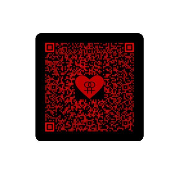 Sticker, Aufkleber, Laptopsticker, QR-Code-Motiv "Mrs & Mrs", Hochglanz Rot Schwarz - Pride Laptopsticker