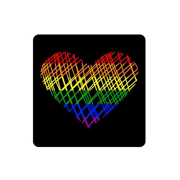 Pride-Gitterherz Sticker, Hochglanz Schwarz & Regenbogen