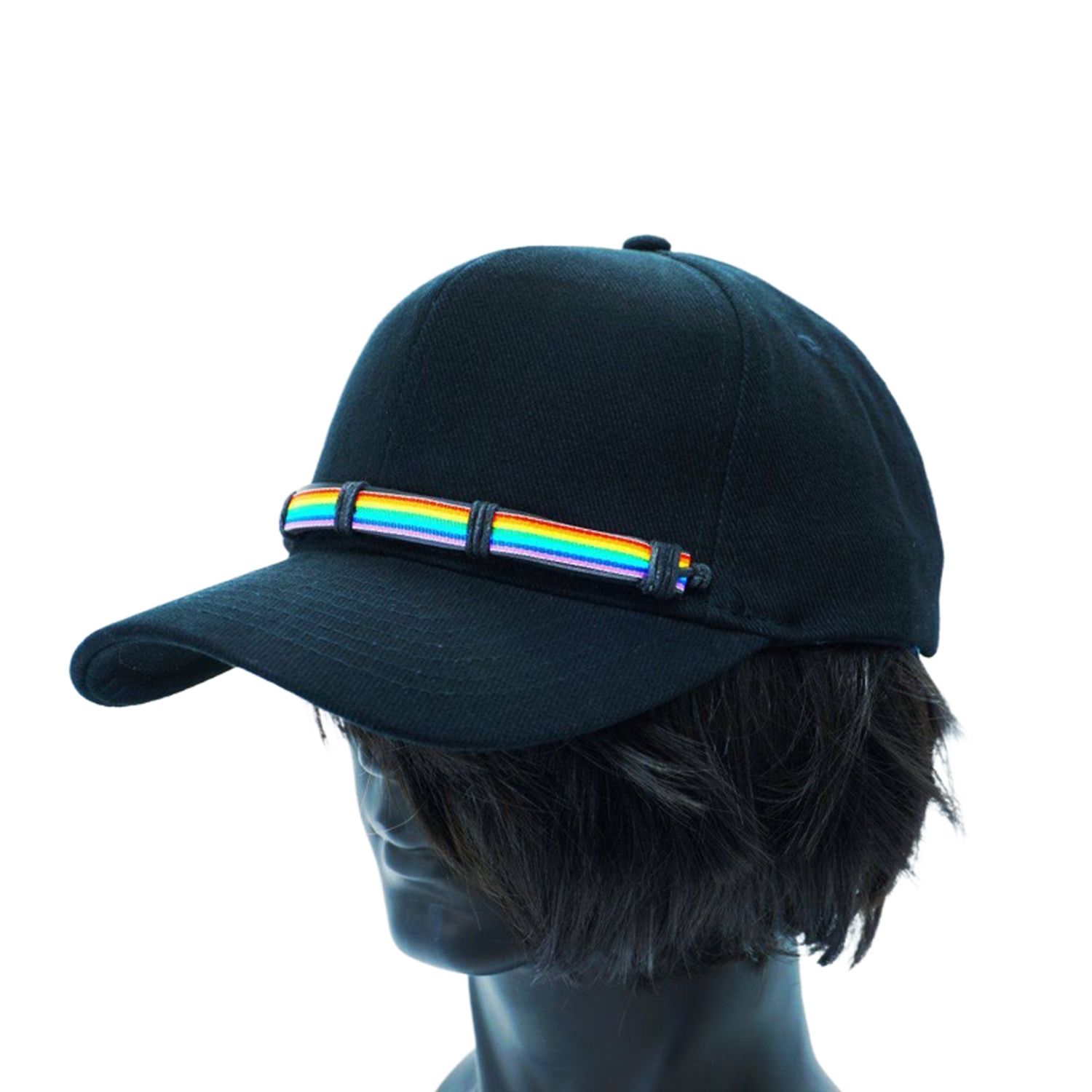 Cap, schwarz , Rainbow Stripe Belt Applikation, Unisex - Pride Cap