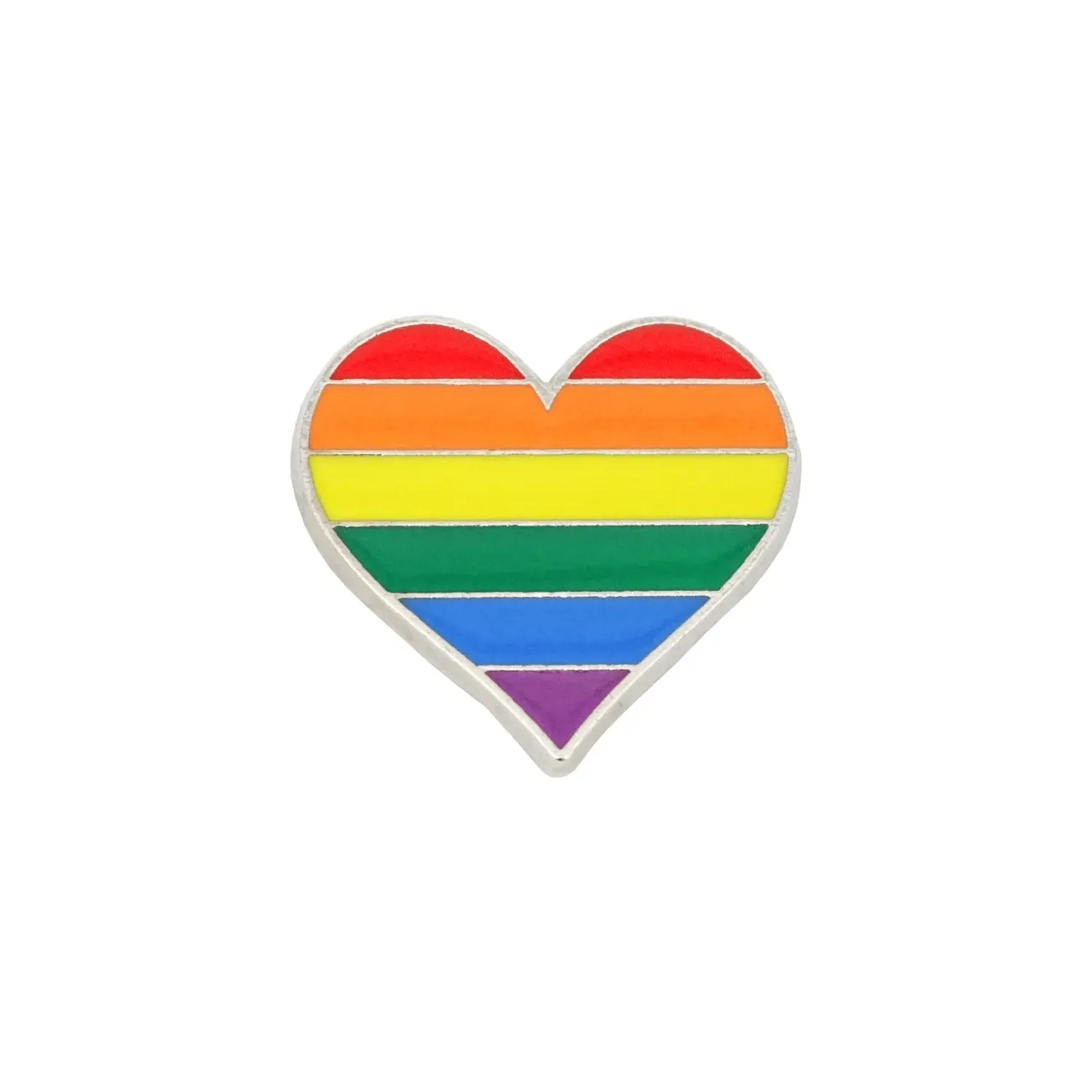 Pin "Herz Regenbogenfarben" 28x25mm - Emaille Weißblech Messing