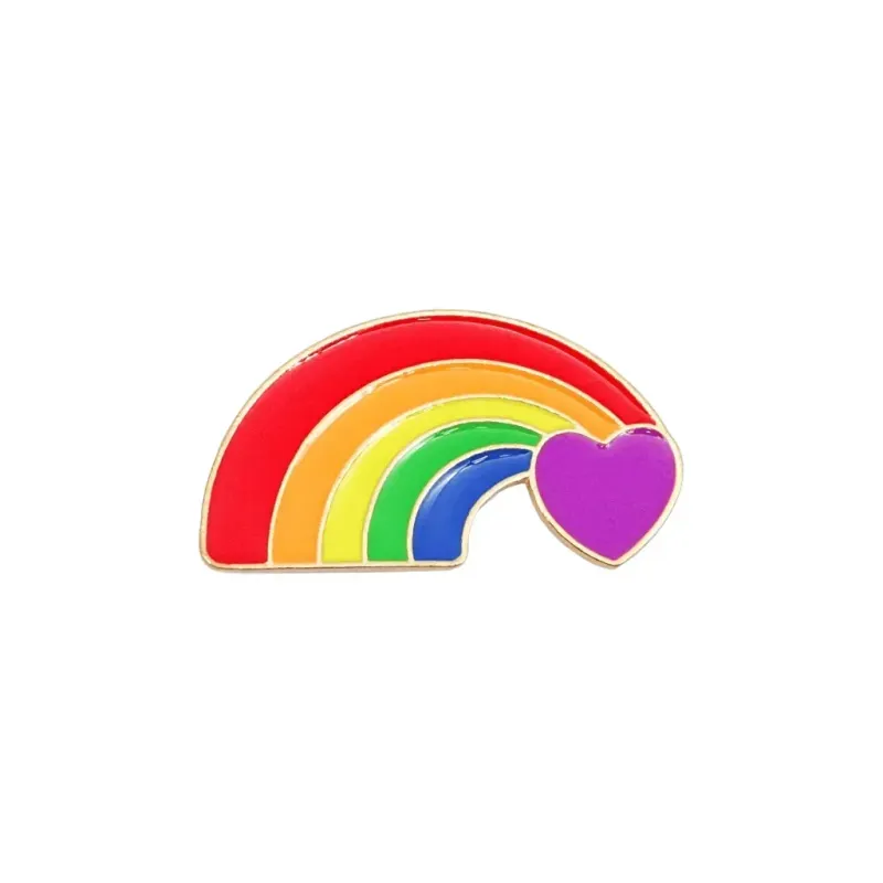 Rainbow Herz Komet Pin - 35x20mm Emaille, Messing, Pride Accessoire Emaille-Pin in Form eines Kometen mit Regenbogenherz, 35x20mm, von Genderella® Bild 1
